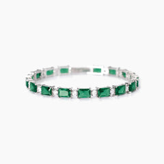 Bracciale tennis baguette verde argento