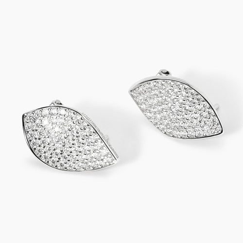 Orecchini FOGLIA pave’ argento