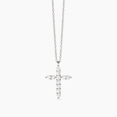Collana CROCE zirconata argento