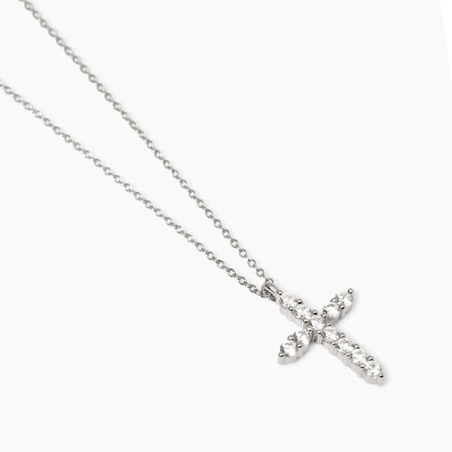 Collana CROCE zirconata argento