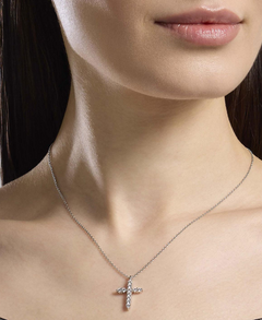 Collana CROCE zirconata argento