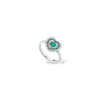 Anello cuore smeraldo e diamanti