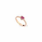 Anello cuore oro rosa e rubino