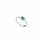Anello cuore oro bianco e smeraldo