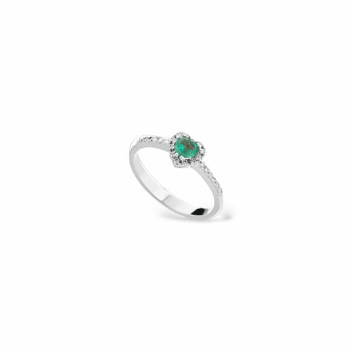 Anello cuore oro bianco e smeraldo