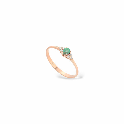 Anello oro rosa e smeraldo centrale