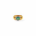 Anello tubogas fascia larga oro e cuore smeraldo