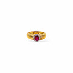 Anello tubogas fascia stretta oro e rubino centrale