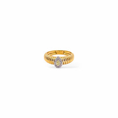 Anello tubogas fascia stretta oro e goccia fancy