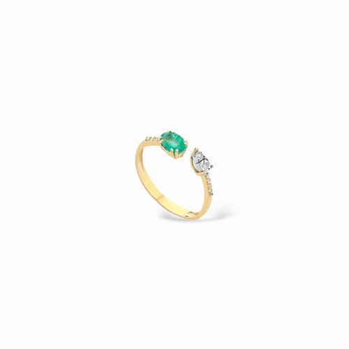 Anello bilogy smeraldo e diamanti
