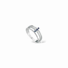 Anello trilogy zaffiri e diamanti
