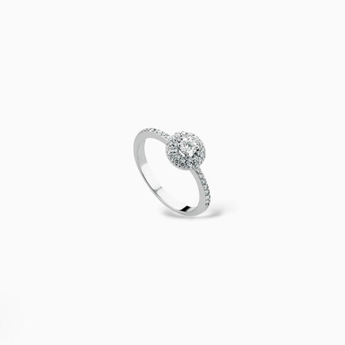 Anello solitario tondo oro e diamanti