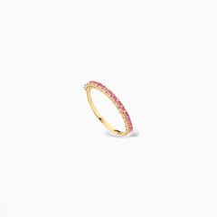 Anello mezza veretta oro e zaffiri rosa