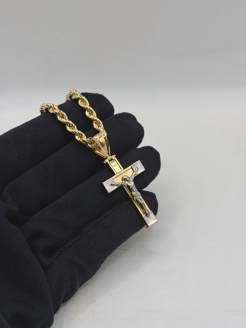 Collana croce Cristo bicolore