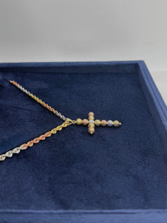 Collana croce milleluci trecolori
