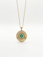 Collana sole oro tubogas e smeraldo
