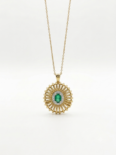 Collana sole oro tubogas e smeraldo