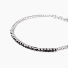 Bracciale mezzo tennis argento uomo