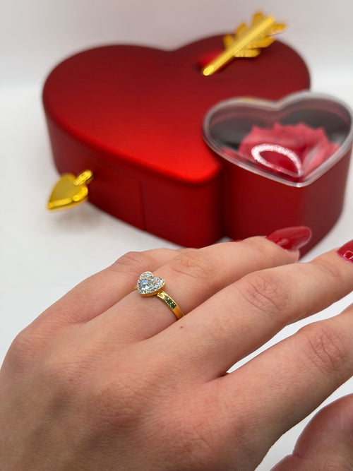 Anello cuoricino “Luce” oro + box San Valentino 🌹