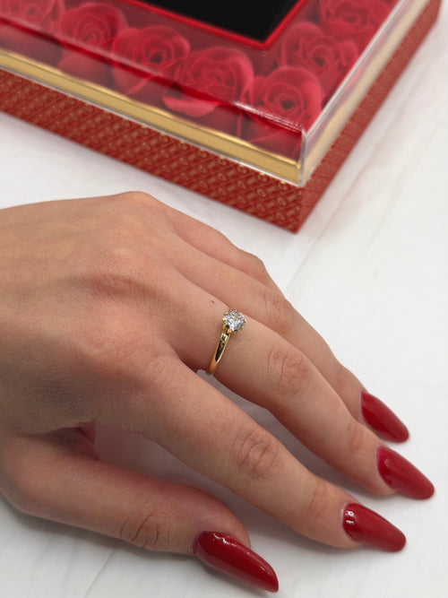 Anello solitario tondo oro + box rose🌹