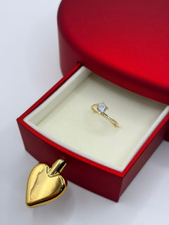 Solitario Valentino oro + box cuori
