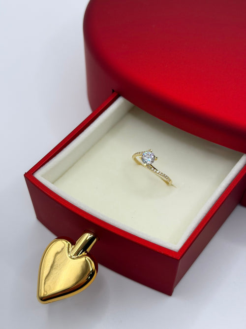 Solitario Valentino oro + box cuori