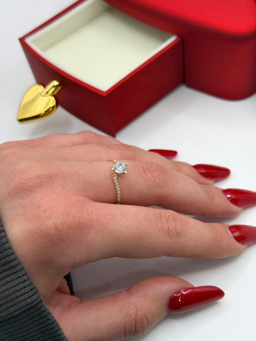 Solitario Valentino oro + box cuori