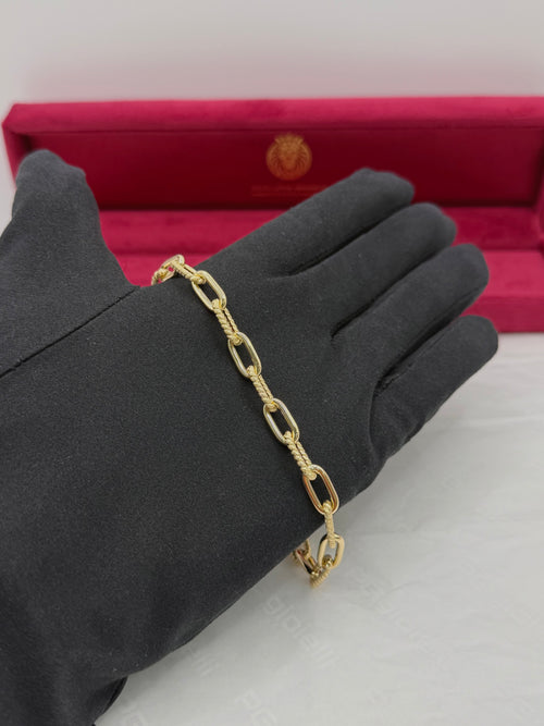 Bracciale catena lavorata-liscia oro