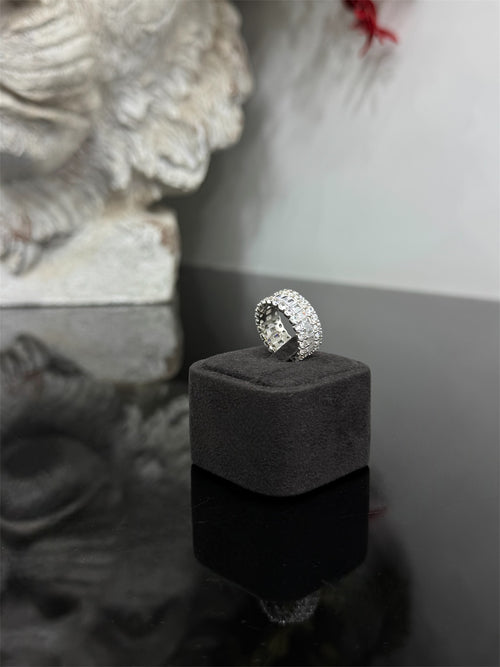 Anello fascia baguette argento