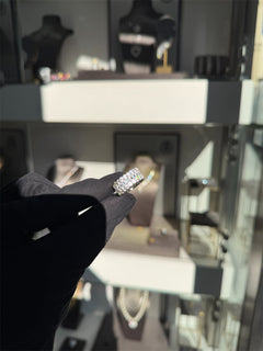 Anello fascia baguette argento