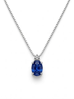 Collana oro 9ct e zaffiro blu