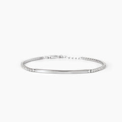 Bracciale targhetta con tennis argento