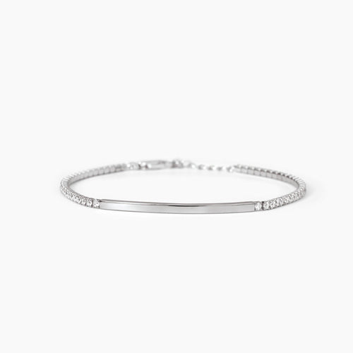 Bracciale targhetta con tennis argento