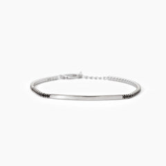 Bracciale targhetta con tennis argento