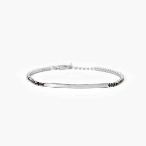 Bracciale targhetta con tennis argento