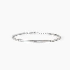 Bracciale targhetta con tennis argento