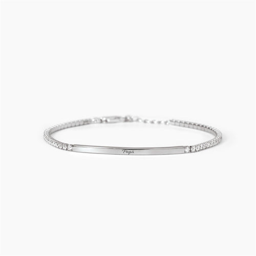 Bracciale targhetta con tennis argento