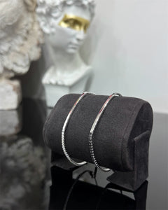 Bracciale targhetta con tennis argento