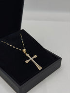 Collana croce bicolore oro