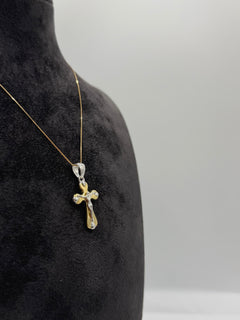 Collana croce con Cristo bicolore oro