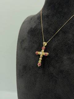 Collana croce MILLELUCI pietre colorate oro