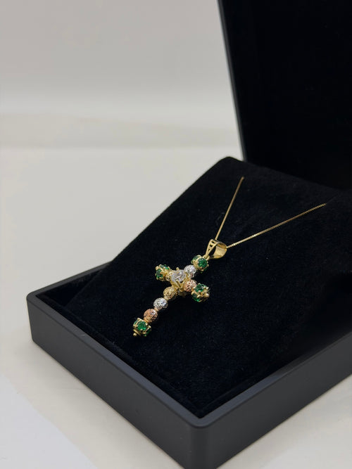 Collana croce MILLELUCI pietre colorate oro
