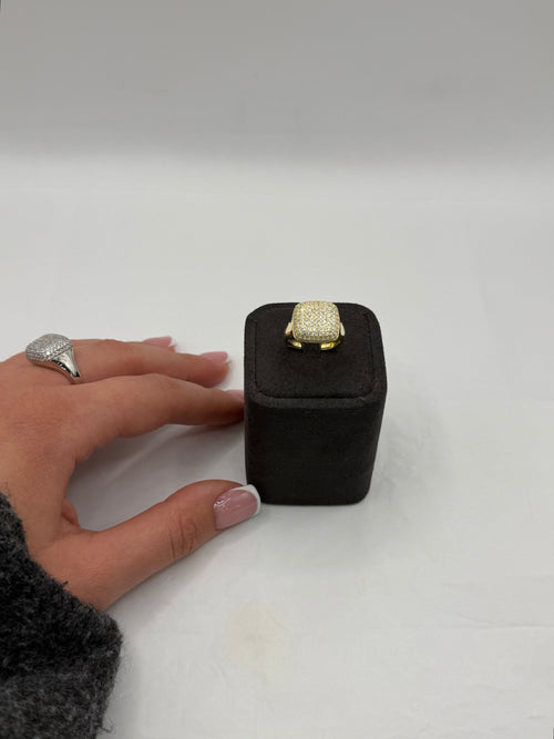 Anello SQUARE PAVE’ argento