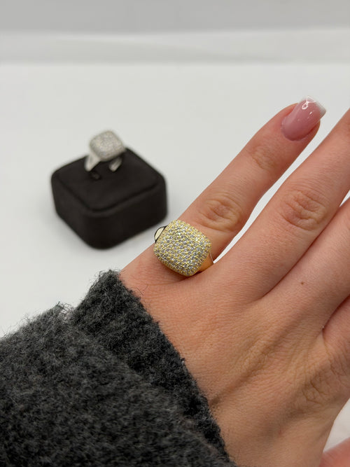 Anello SQUARE PAVE’ argento