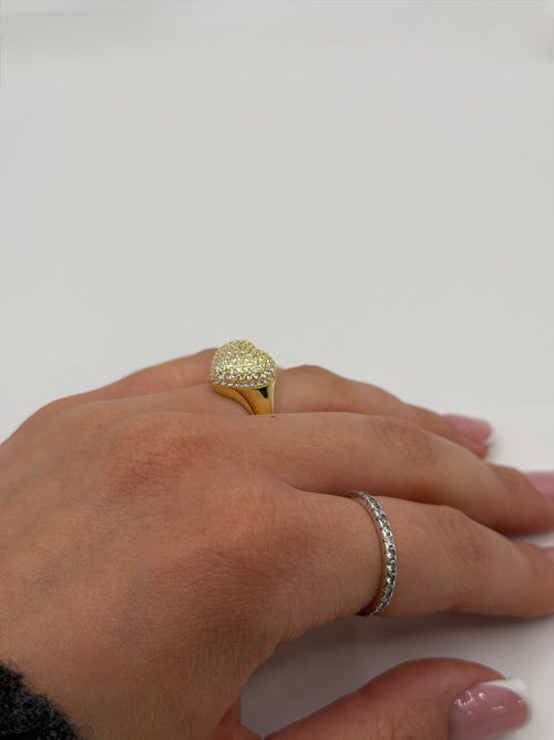 Anello CUORE PAVE’ argento