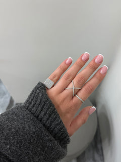 Anello incrocio zirconato argento