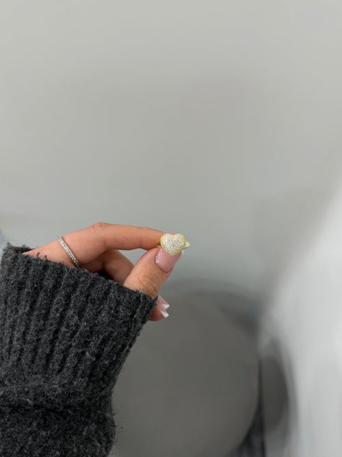 Anello CUORE PAVE’ argento