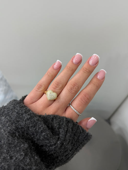 Anello CUORE PAVE’ argento