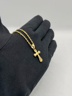 Collana croce lavorata-liscia oro