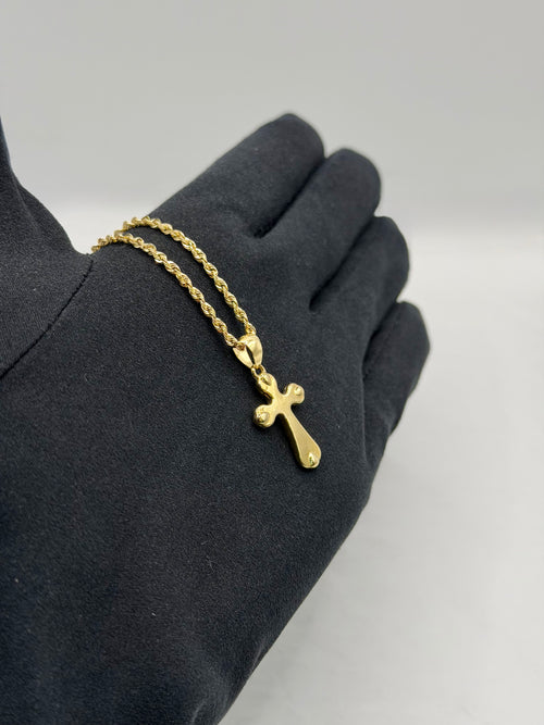 Collana croce lavorata-liscia oro